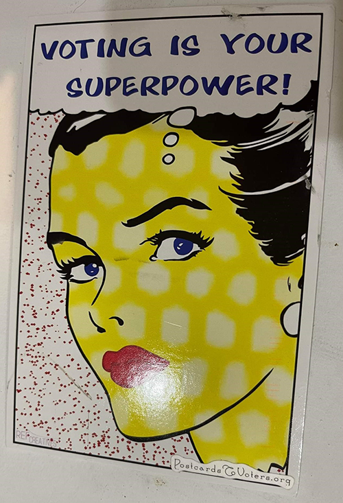 Voting is your superpower postcard
