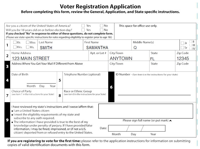 Pre-Filled Application Form example